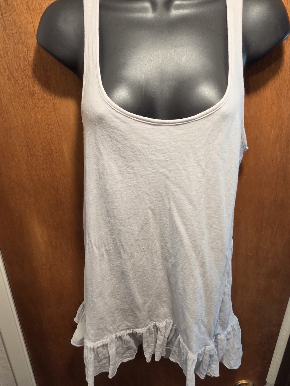 Topshop Light Lavender Cotton Linen Ruffle-Hem Long Tank Top Sz6 - Picture 1 of 6